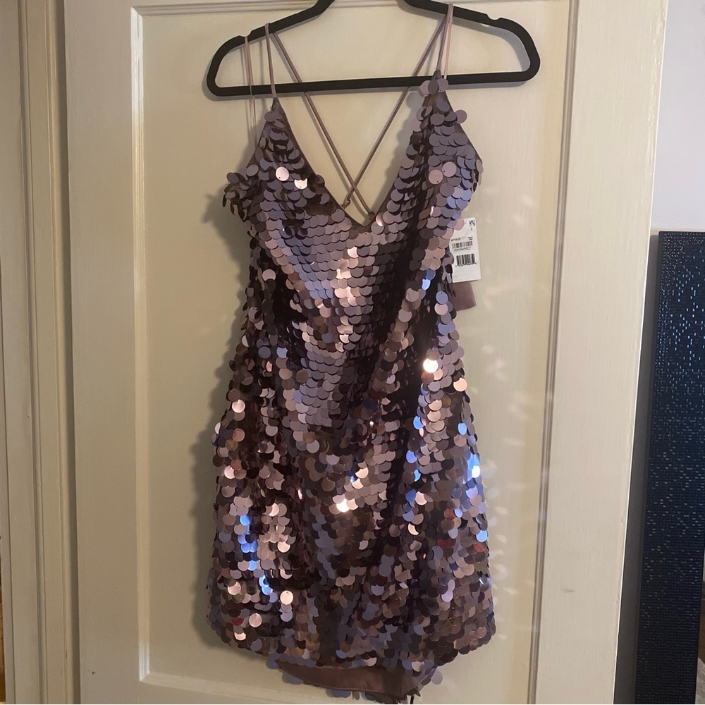 NWT Adelyn Rae full sequin disc purple dress